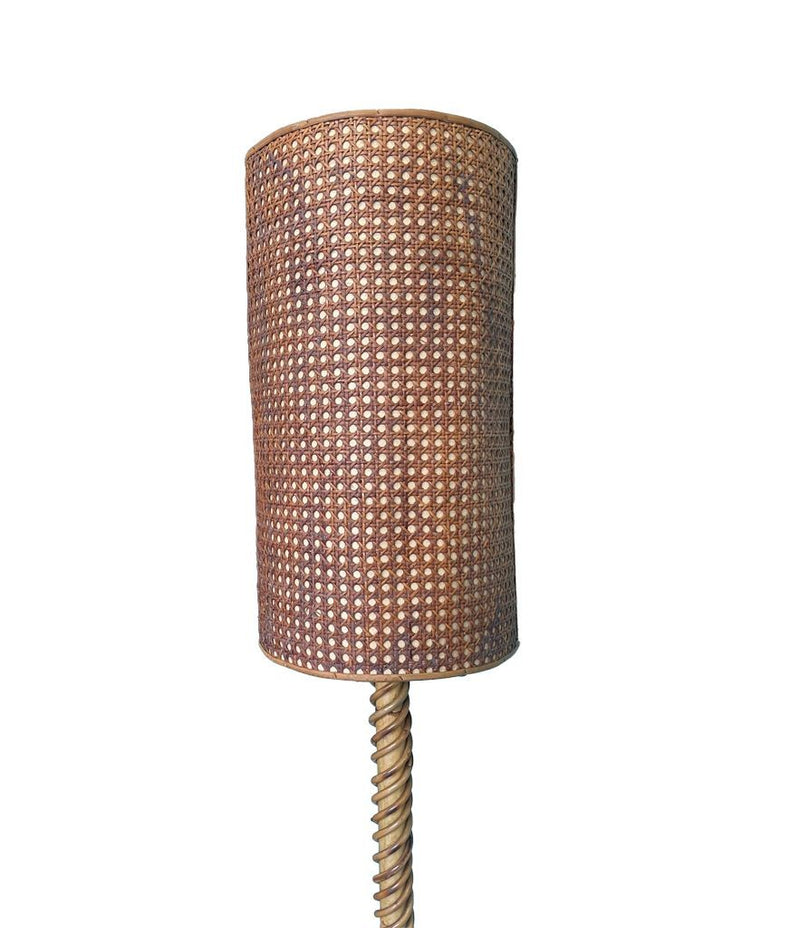 A Mid Century French bamboo floor lamp by Louis Sognot with original bamboo shade - Mid Century Lighting - Mid Century floor lamp