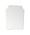 A large original 1950s Italian shield mirror with brass frame, original plate and solid wood back