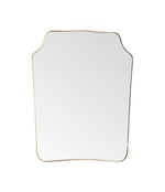 A large original 1950s Italian shield mirror with brass frame, original plate and solid wood back