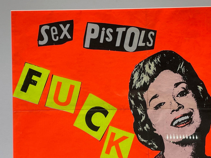 Red Sex Pistols silk lithograph poster "Fuck Forever" by Jamie Reid - Ed Butcher Antique Shop London