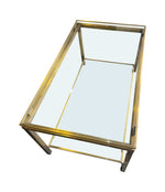  Mid Century Coffee Table in the style of Guy Lefevre gilt metal two tier circa 1970's French 