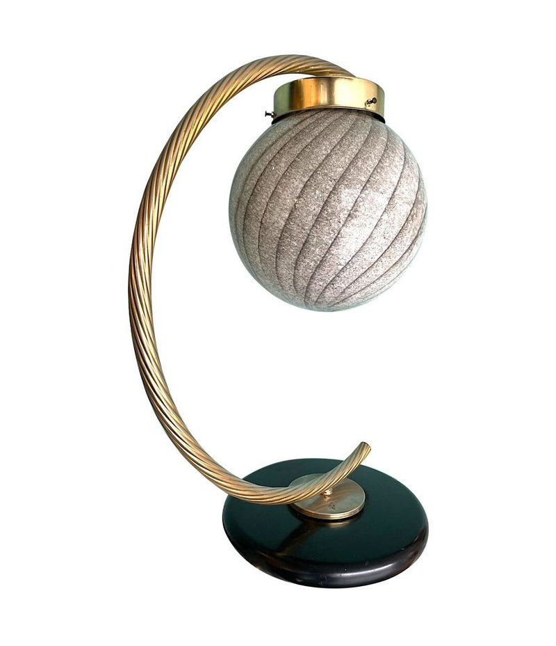 Mid Century Italian Venini Murano Glass Brass Arc Lamp - Mid Century Lighting - Mid Century Lamp - Ed Butcher Antiques Shop London