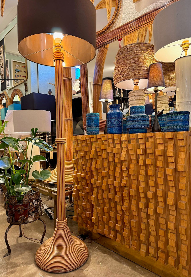 An Italian 1970s bamboo floor lamp