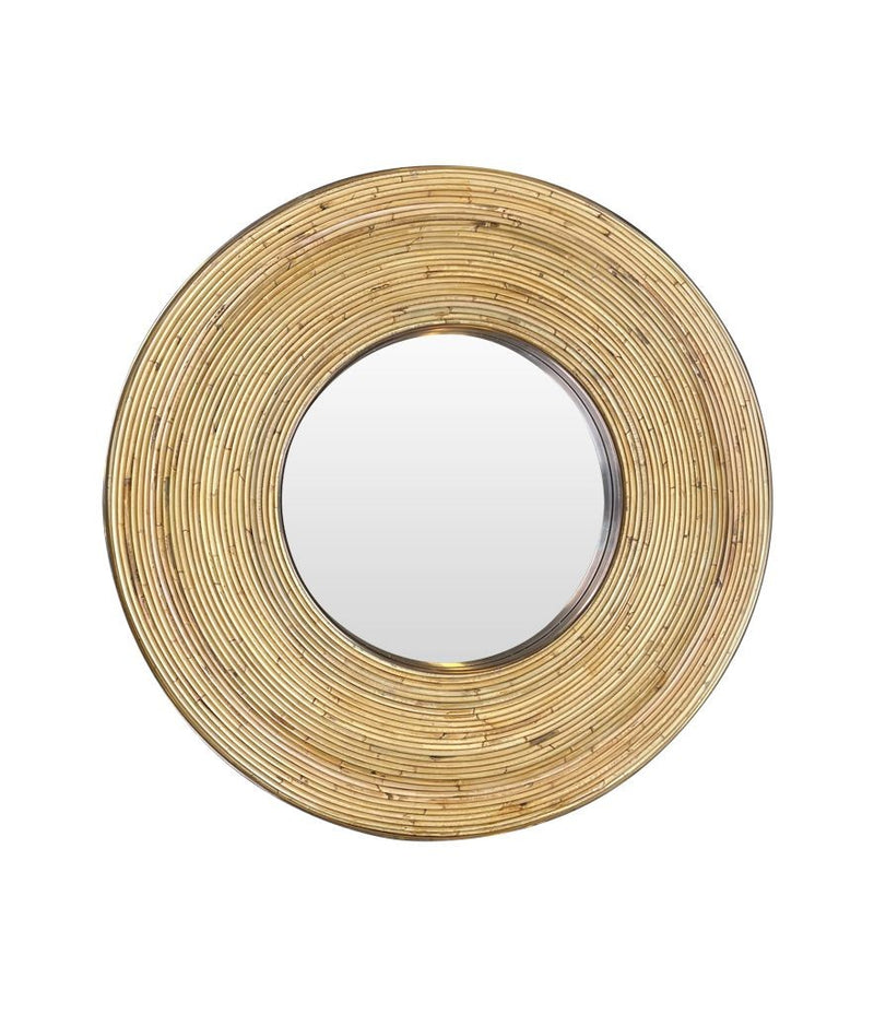 arge Italian circular bamboo and brass mirror in the style of Gabriella Crespi - Ed Butcher Antiques Shop London