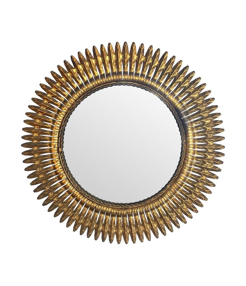Spanish mid century gilt metal sunburst mirror - Mid Century Mirrors