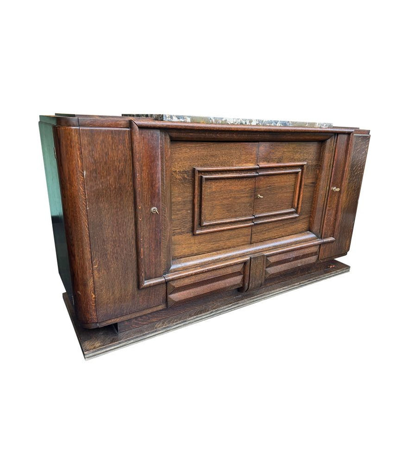 Art Deco Sideboard Oak by Gaston Poisson with marble top
