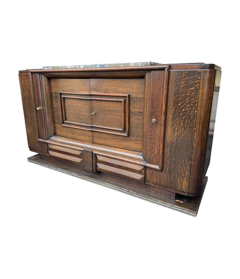 Art Deco Sideboard Oak by Gaston Poisson with marble top