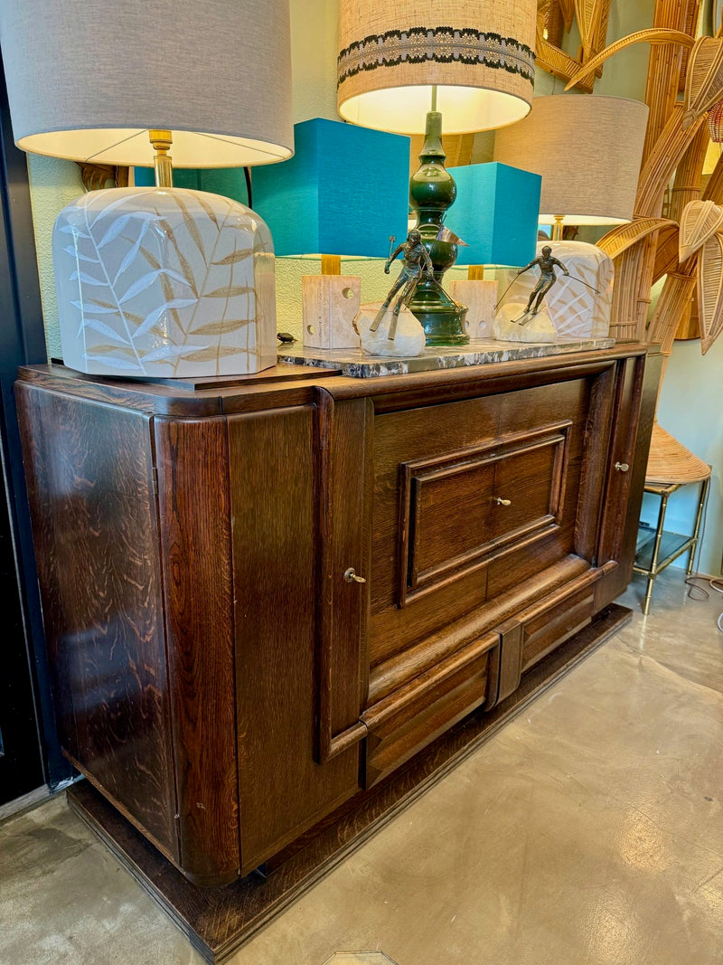 Art Deco Sideboard Oak by Gaston Poisson with marble top