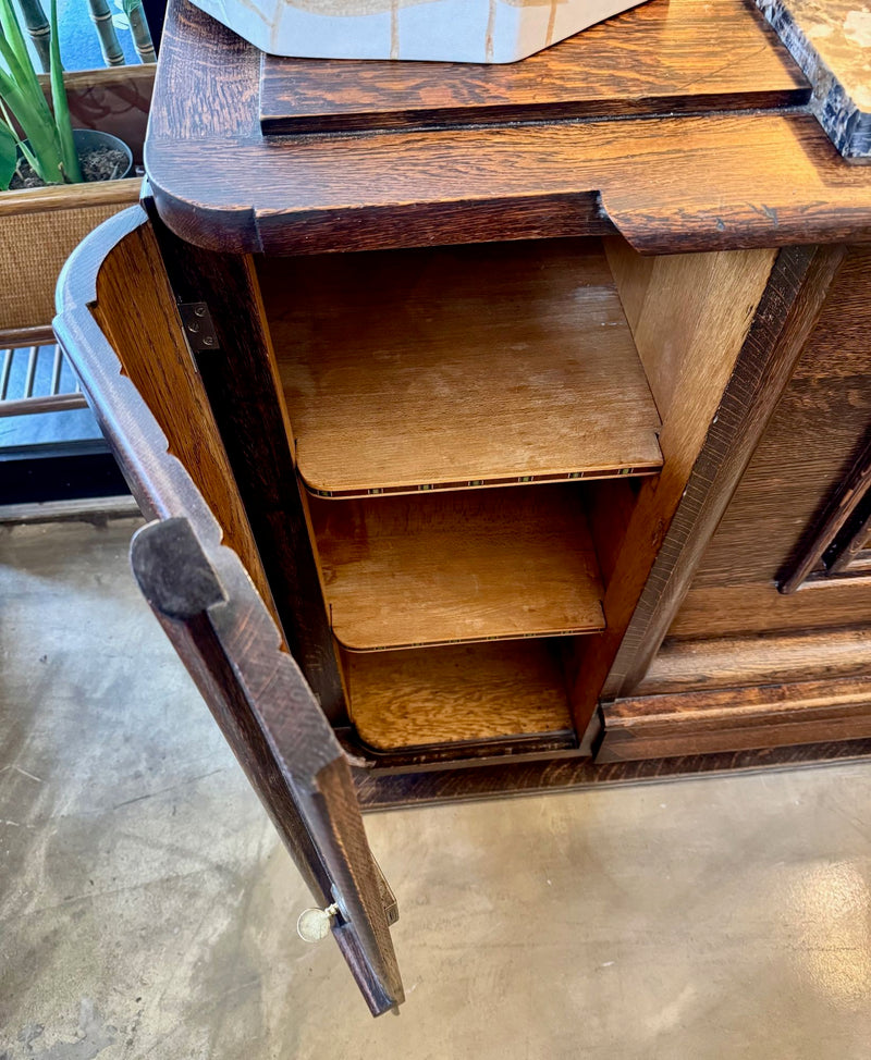 Art Deco Sideboard Oak by Gaston Poisson with marble top