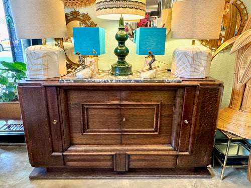 Art Deco Sideboard Oak by Gaston Poisson with marble top