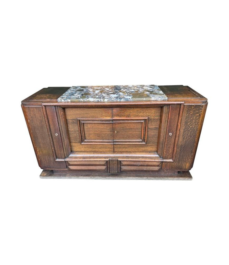 Art Deco Sideboard Oak by Gaston Poisson with marble top