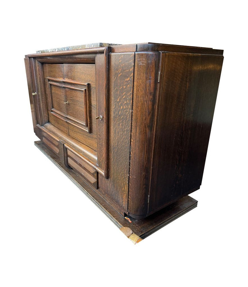 Art Deco Sideboard Oak by Gaston Poisson with marble top