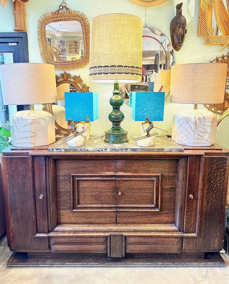 Art Deco Sideboard Oak by Gaston Poisson with marble top
