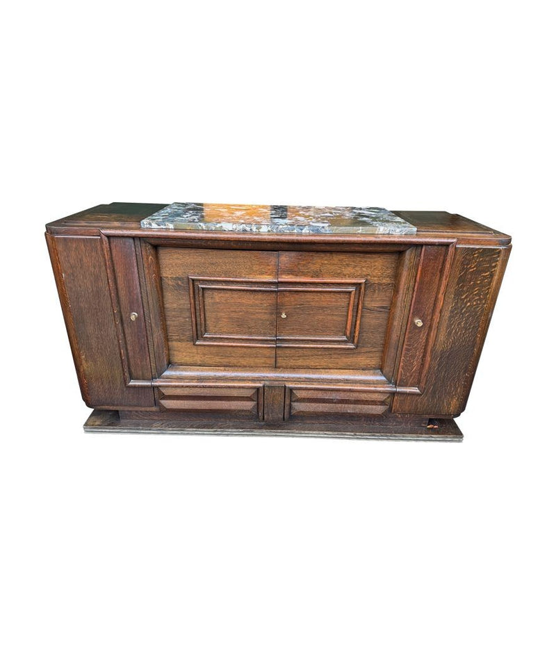 Art Deco Sideboard Oak by Gaston Poisson with marble top