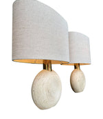 Mid Century table lamps travertine and brass by Fattelli Manelli Italian 1970s