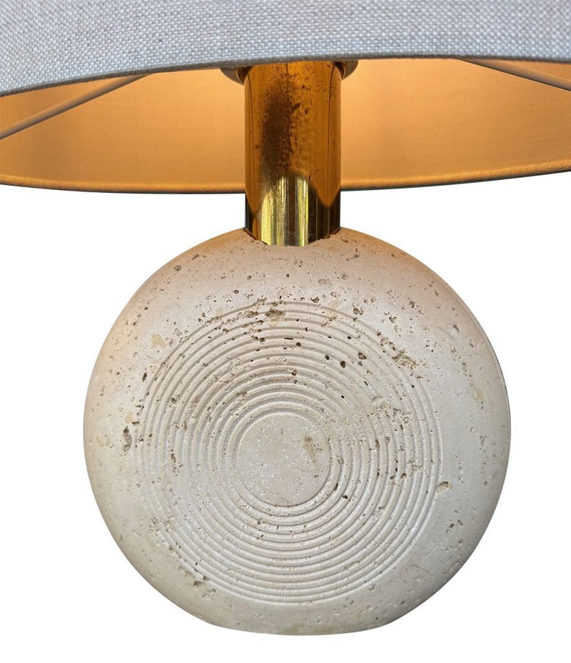 Mid Century table lamps travertine and brass by Fattelli Manelli Italian 1970s