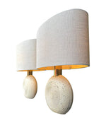 Mid Century table lamps travertine and brass by Fattelli Manelli Italian 1970s