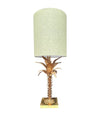 Mid Century table lamp palm tree lamp 1950s French with bespoke green linen shade