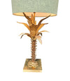 Mid Century table lamp palm tree lamp 1950s French with bespoke green linen shade