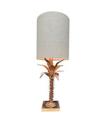 Mid Century table lamp palm tree lamp 1950s French with bespoke green linen shade