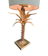 Mid Century table lamp palm tree lamp 1950s French with bespoke green linen shade