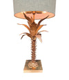 Mid Century table lamp palm tree lamp 1950s French with bespoke green linen shade