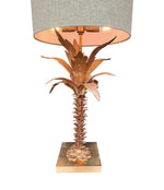 Mid Century table lamp palm tree lamp 1950s French with bespoke green linen shade
