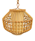 Mid century bamboo hanging light  by Louis Sognot