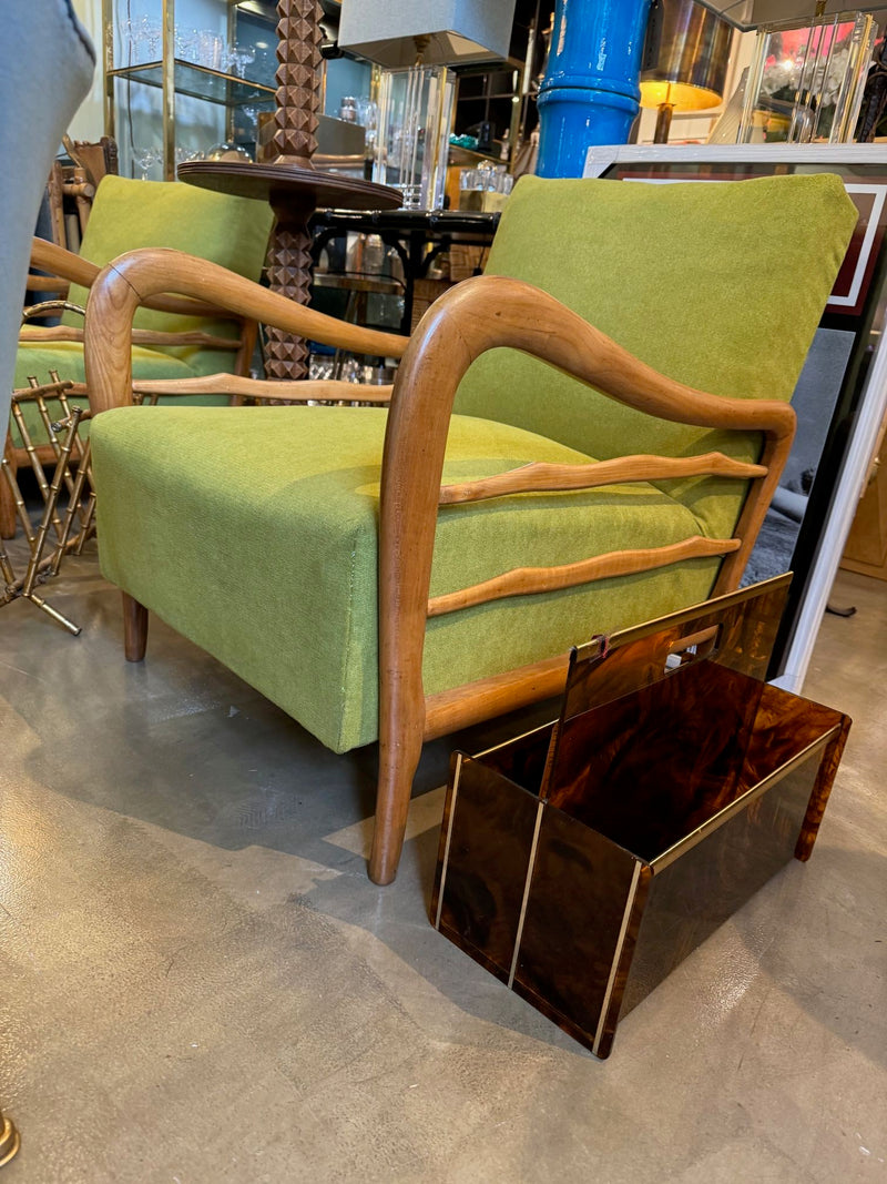 Mid century faux tortoiseshell & brass magazine rack by Mercier Freres