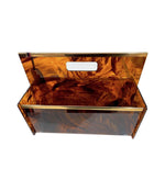 Mid century faux tortoiseshell & brass magazine rack by Mercier Freres