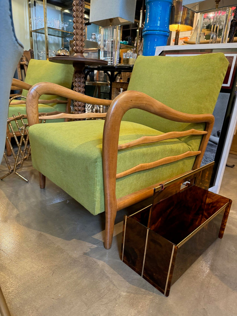 Mid century faux tortoiseshell & brass magazine rack by Mercier Freres