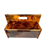 Mid century faux tortoiseshell & brass magazine rack by Mercier Freres