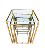 Mid century nest of tables - faux Bamboo - Gilt metal - 1970s - French