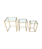 Mid century nest of tables - faux Bamboo - Gilt metal - 1970s - French