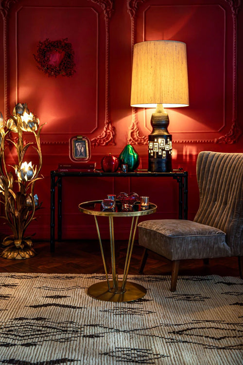 Mid Century cocktail chair in mushroom velvet - Italian 1950s