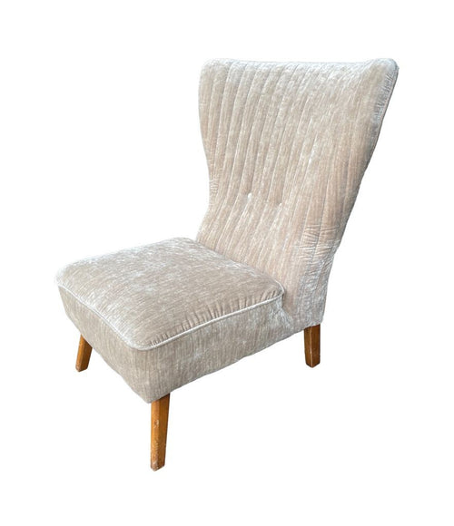 Mid Century cocktail chair in mushroom velvet - Italian 1950s