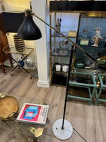 Mid century floor lamp by Stilux Italian 1960s black enamel, brass and marble adjustable floor lamp