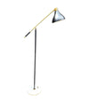 Mid century floor lamp by Stilux Italian 1960s black enamel, brass and marble adjustable floor lamp
