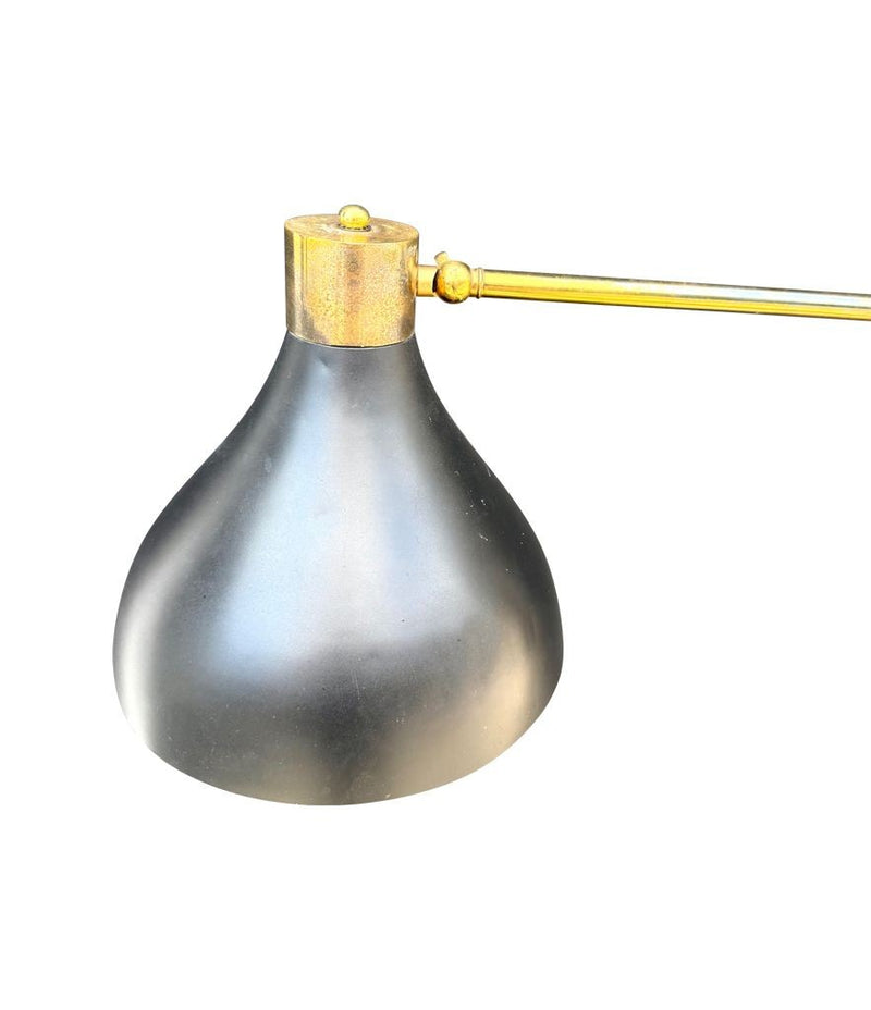 Mid century floor lamp by Stilux Italian 1960s black enamel, brass and marble adjustable floor lamp