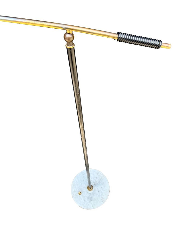 Mid century floor lamp by Stilux Italian 1960s black enamel, brass and marble adjustable floor lamp