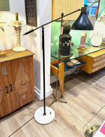 Mid century floor lamp by Stilux Italian 1960s black enamel, brass and marble adjustable floor lamp