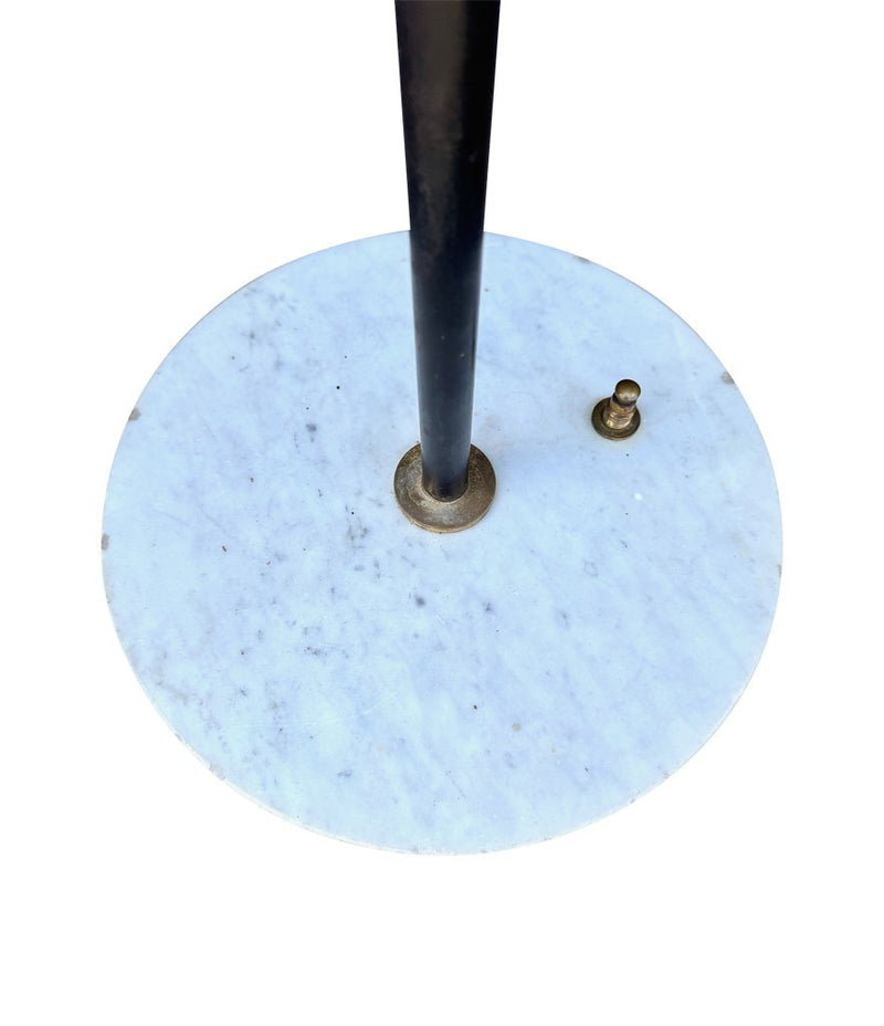 Mid century floor lamp by Stilux Italian 1960s black enamel, brass and marble adjustable floor lamp