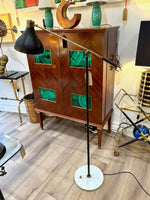 Mid century floor lamp by Stilux Italian 1960s black enamel, brass and marble adjustable floor lamp