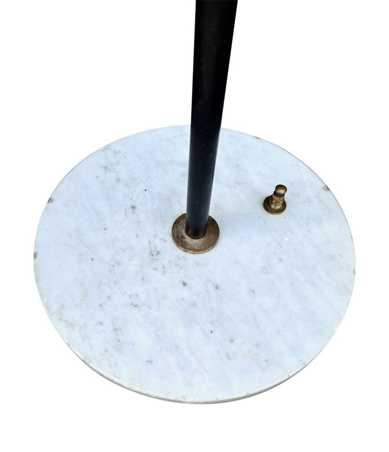 Mid century floor lamp by Stilux Italian 1960s black enamel, brass and marble adjustable floor lamp