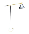 Mid century floor lamp by Stilux Italian 1960s black enamel, brass and marble adjustable floor lamp