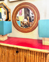 Mid Century bamboo mirror Vivai el Sud Style pencil reed mirror - 1970s