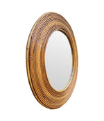 Mid Century bamboo mirror Vivai el Sud Style pencil reed mirror - 1970s