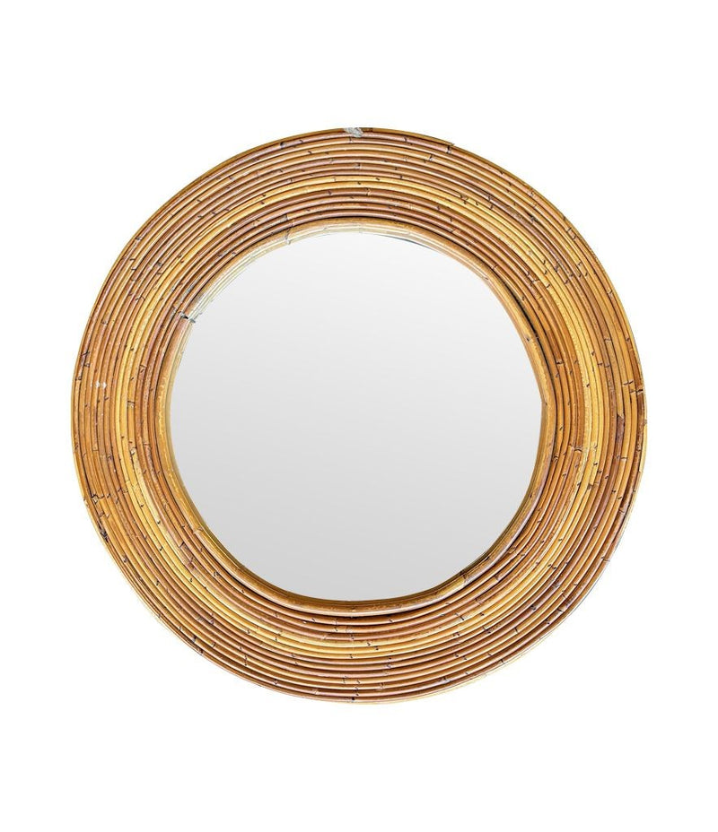 Mid Century bamboo mirror Vivai el Sud Style pencil reed mirror - 1970s