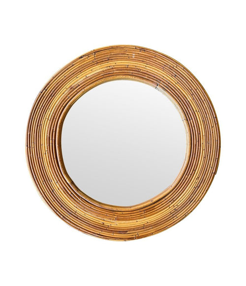 Mid Century bamboo mirror Vivai el Sud Style pencil reed mirror - 1970s