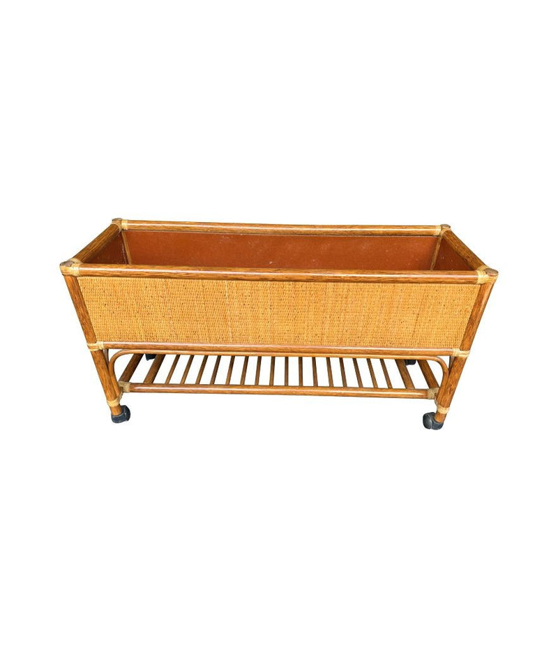 Mid century planters bamboo and rattan Italian - Mid Century Furniture